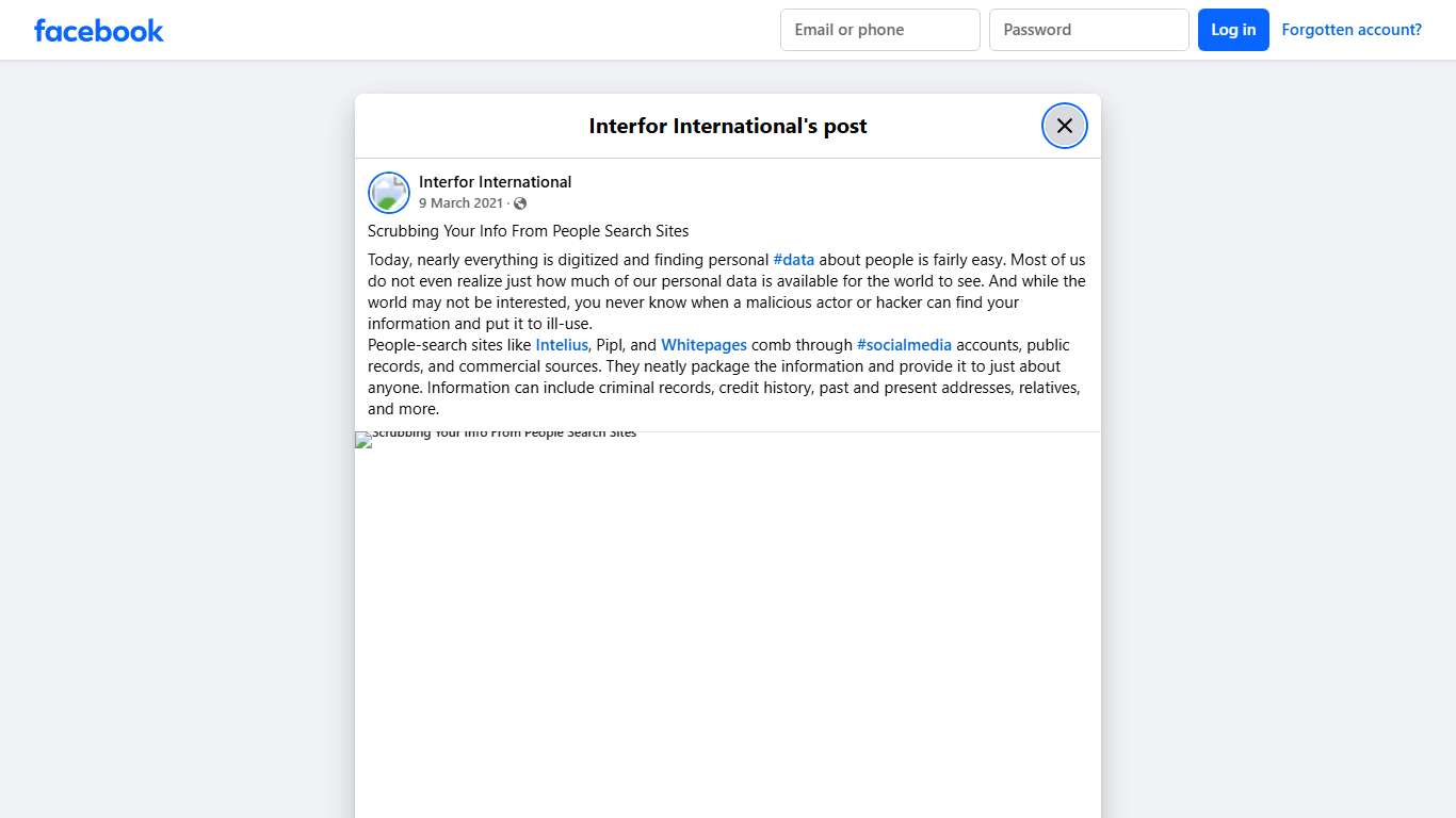 Scrubbing Your Info From People... - Interfor International Facebook
